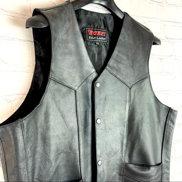 Other - Event biker leather hand crafted black vest size 3XL NWT